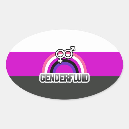 GENDERFLUID REGENBOOG OVALE STICKER (Voorkant)
