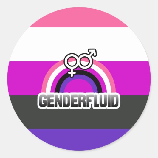 GENDERFLUID REGENBOOG RONDE STICKER (Voorkant)