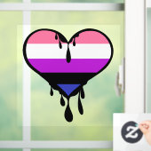 Genderfluid trots druppelend hart raamsticker (Huis)
