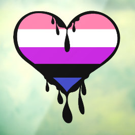 Genderfluid trots druppelend hart raamsticker