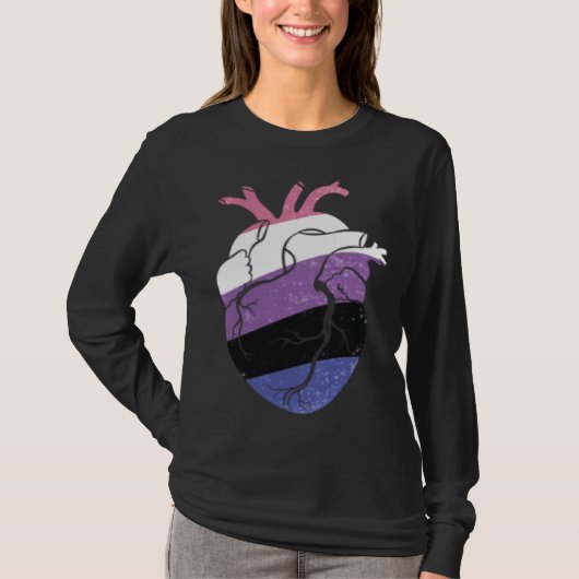 Genderfluid trots hart vlag t-shirt (Voorkant)