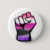 Genderfluid trots vuist ronde button 5,7 cm (Voorkant)
