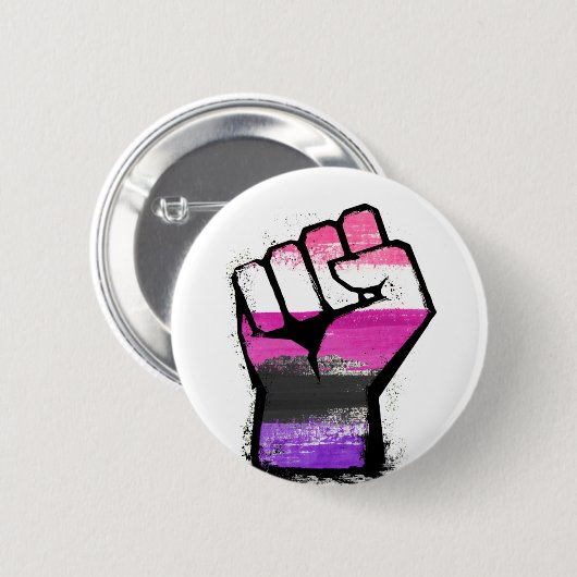 Genderfluid trots vuist ronde button 5,7 cm (Voorkant /achterkant)