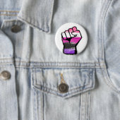 Genderfluid trots vuist ronde button 5,7 cm (In situ)