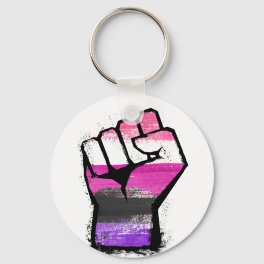 Genderfluid trotsvuist sleutelhanger (Voorkant)