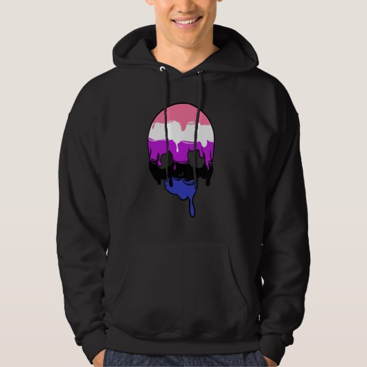 Genderfluïde trots druipende schedel hoodie (Voorkant)