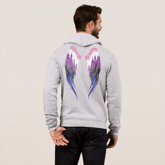 Genderfluïde vlag - Angel Wings Hoodie (Achterkant volledig)
