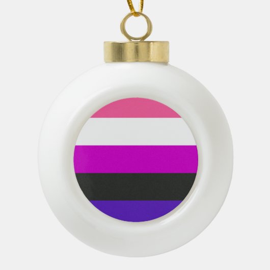 Genderfluïde vlag keramische bal ornament (Voorkant)