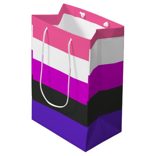 Genderfluïde vlag medium cadeauzakje (Voorkant Gekanteld)