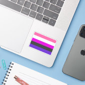 Genderfluïde vlag sticker (Laptop met iPhone)