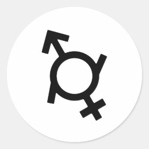 Genderfluïde vrouwelijke en mannelijke gendersymbo ronde sticker