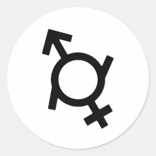 Genderfluïde vrouwelijke en mannelijke gendersymbo ronde sticker
