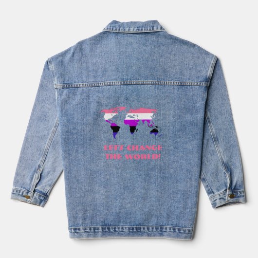 Genderfluïditeit Pride vlag pride wereldkaart Denim Jacket (Achterkant)