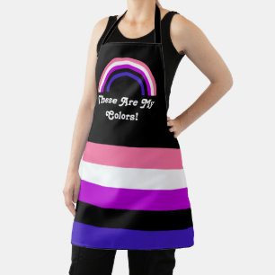 Genderfluidity pride flag and rainbow met een teks schort