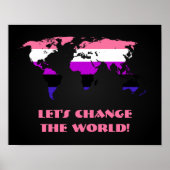 Genderfluidity Pride flag pride wereldkaart poster (Voorkant)