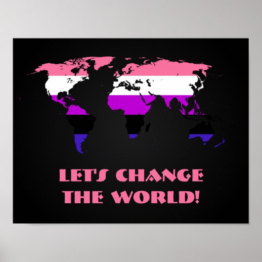 Genderfluidity Pride flag pride wereldkaart poster (Voorkant)