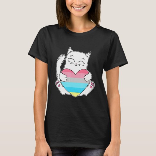 Genderflux Hart Kat Non-binair Gender T-shirt (Voorkant)