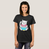 Genderflux Hart Kat Non-binair Gender T-shirt (Voorkant volledig)