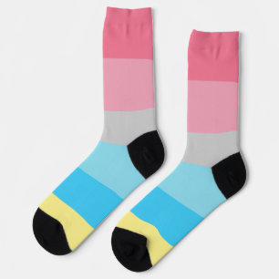 Genderflux Roze Grijs Blauw Geel Gestreept LGBT Sokken