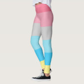 Genderflux Vlag Roze Blauw Grijs Geel Gestreept LG Leggings (Links)