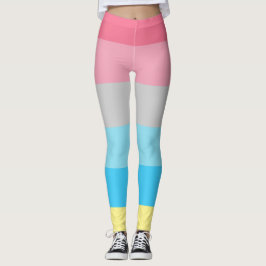 Genderflux Vlag Roze Blauw Grijs Geel Gestreept LG Leggings