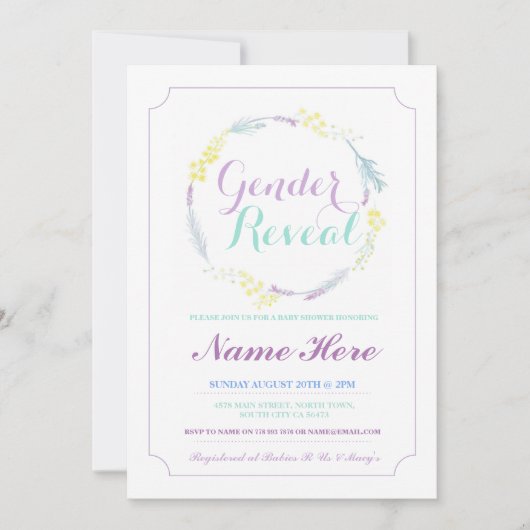 Gendergelijkheid onthullen Baby shower Roze Floral Kaart (Voorkant)
