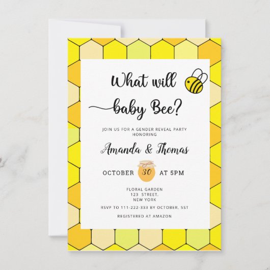 Genderkwesties bij bijen onthullen uitnodiging (Voorkant)