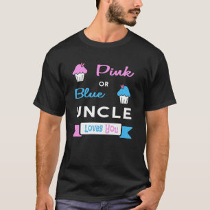 Genderkwesties onthullen roze of blauwe oom houdt t-shirt