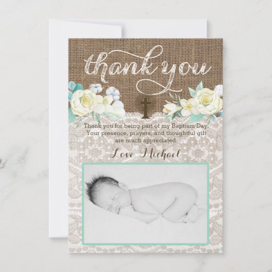 Genderloze Baptisme bedankt je kaartje, Boy Girl T (Voorkant)