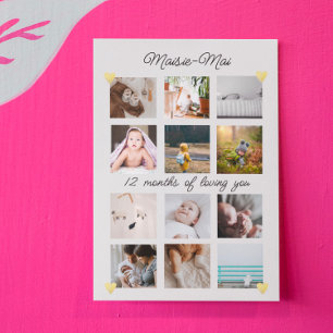 Genderneutraal 1e Verjaardag Fotocollage Kaart