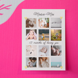 Genderneutraal 1e Verjaardag Fotocollage Kaart