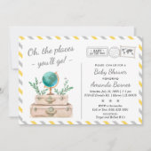 Genderneutraal avontuur Baby shower wereldreizen Kaart (Voorkant)