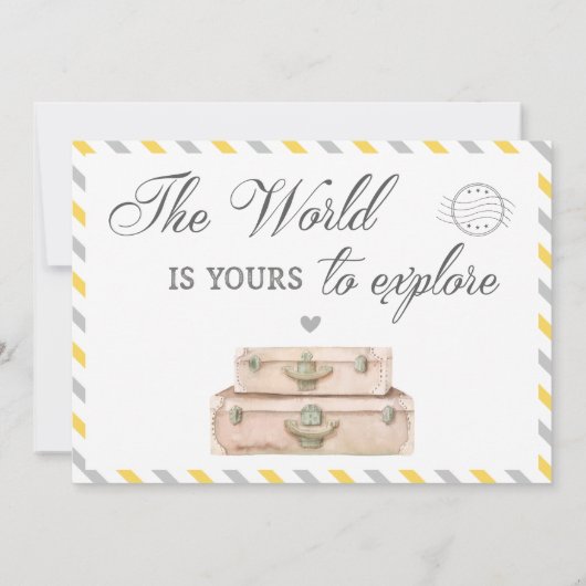 Genderneutraal avontuur Baby shower wereldreizen Kaart (Achterkant)