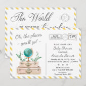 Genderneutraal avontuur Baby shower wereldreizen Kaart (Voorkant / Achterkant)