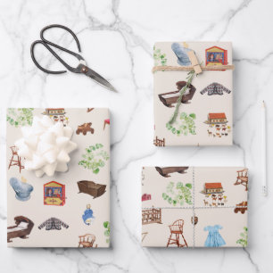 Genderneutraal Baby kinderspeelgoedpatroon Inpakpapier Vel