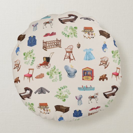 Genderneutraal  Baby kinderspeelgoedpatroon Rond Kussen (Achterkant)