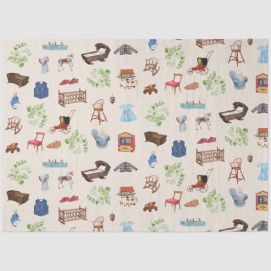 Genderneutraal  Baby kinderspeelgoedpatroon Tissuepapier (Voorkant)