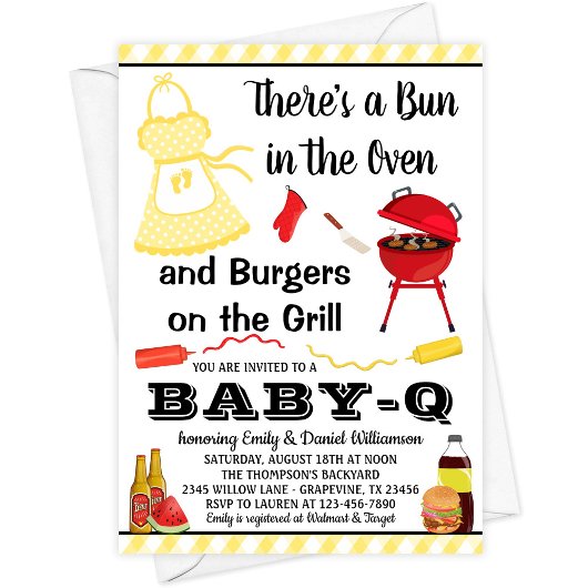 Genderneutraal Baby-Q BBQ Baby shower Kaart