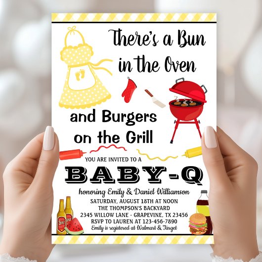 Genderneutraal Baby-Q BBQ Baby shower Kaart