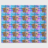 Genderneutraal Baby shower Aangepaste tekst Teddy  Cadeaupapier (Vlak)