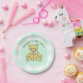 Genderneutraal Baby shower Beer Mint Groen Papieren Bordje (Feest)