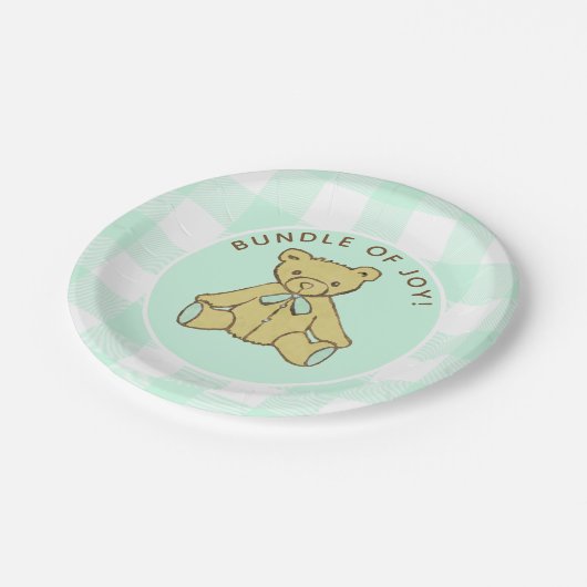Genderneutraal Baby shower Beer Mint Groen Papieren Bordje (Gekanteld)