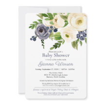 Genderneutraal Baby shower Blauw en room Floral