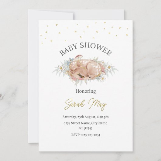 Genderneutraal Baby shower Cute Deer Kaart (Voorkant)