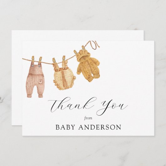 Genderneutraal  Baby shower Dank u wel Bedankkaart (Voorkant / Achterkant)