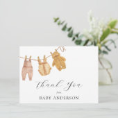 Genderneutraal  Baby shower Dank u wel Bedankkaart (Staand voorkant)