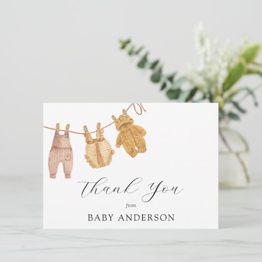 Genderneutraal  Baby shower Dank u wel Bedankkaart (Staand voorkant)