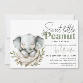 Genderneutraal Baby shower Elephant Greenery Gold Kaart (Voorkant)