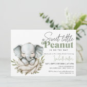 Genderneutraal Baby shower Elephant Greenery Gold Kaart (Staand voorkant)