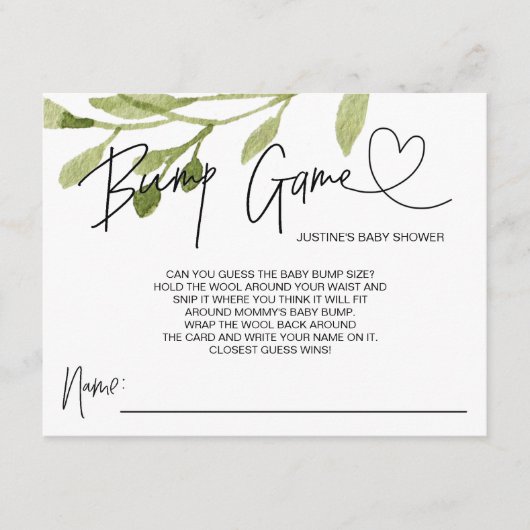 Genderneutraal Baby shower Game Bump Guess Kaarten (Voorkant)